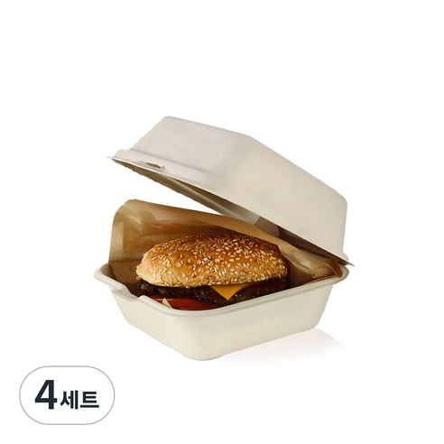 테이크아웃패키지 B003 펄프용기 네이쳐 크라프트색상, 50개입, 4세트