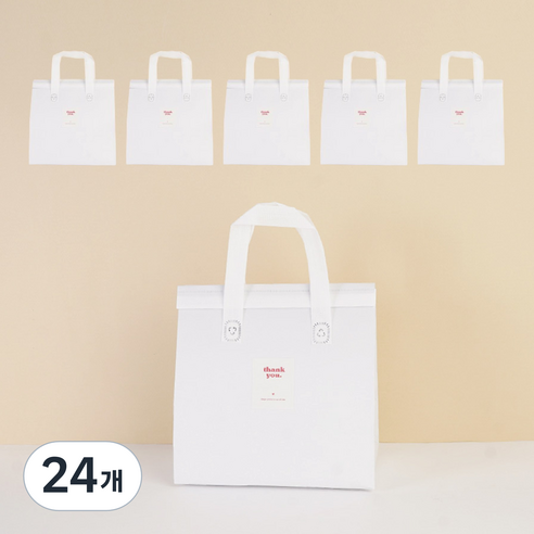 일회용 피크닉 도시락 미니 보냉백 보냉가방 쿨러백 대형 (스티커 포함), 24개, 화이트