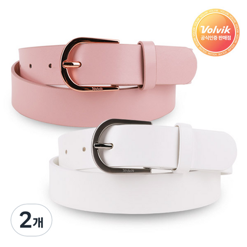 [VOLVIK] 볼빅 파스텔 여성용 골프벨트, 화이트, 2개