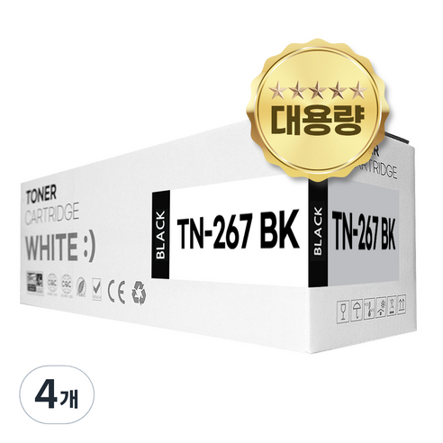브라더 TN-267 호환 토너 HL-L3210CW MFC-L3750CDW L3551CDW, 4개, 검정