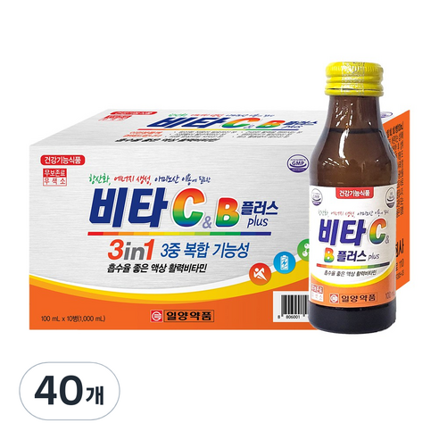 일양약품 비타C&B 플러스 건강기능식품 비타민음료, 100ml, 40개