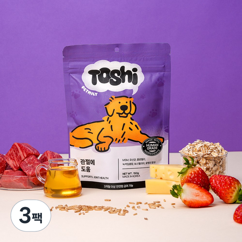 토쉬 펫밀리 강아지 영양제 트릿 관절케어 150g, 3팩, 뼈/관절강화, 60정