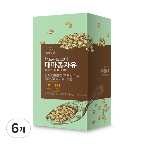 웰빙곳간 햄프씨드 코어 대마종자유 식약처인증, 180정, 6개