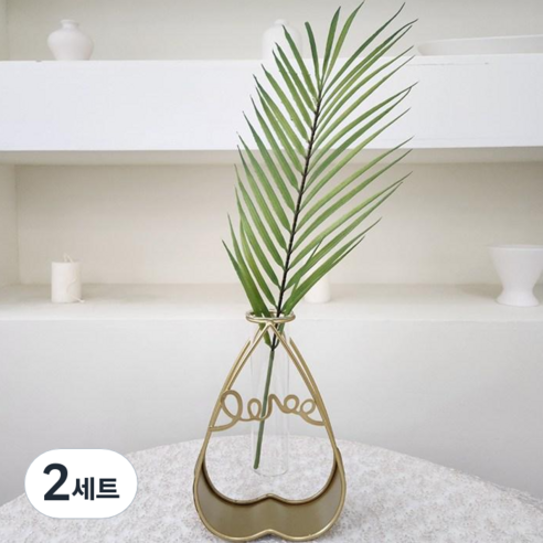 레디박스 아트 철제 꽃병 인테리어 소품 조화, 하트화병+리프, 2세트