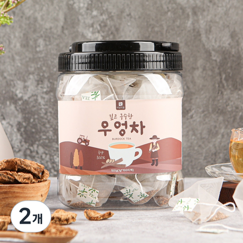 [미세플라스틱 없는 생분해필터] 미담식품 우엉차 삼각티백, 2개, 100개입, 1g