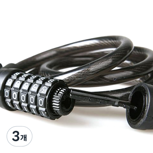 자전거 번호자물쇠 거치형 12mm, 블랙, 3개