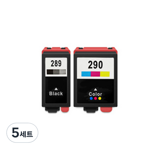 [엡손] T289 T290 엡손 호환잉크 Workforce 100 WF100 T2891 T2900 T2950 세트, 5세트, 검정(T289)+칼라(T290) 세트