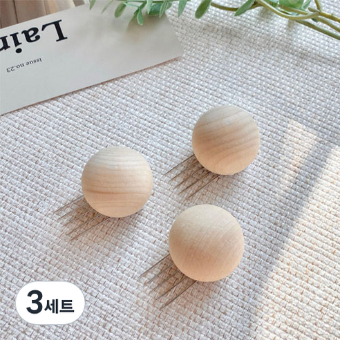 뚜뚜아트 원목 우드 꼭꼬핀 나무 벽걸이 후크 3p, 우든볼 3개 세트, 3세트