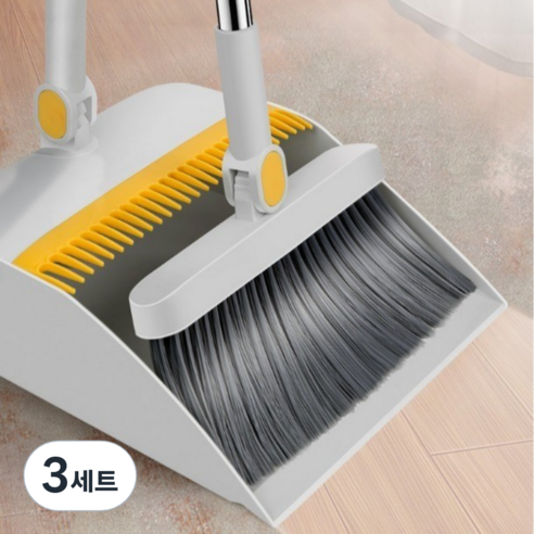 하와잇 간편조립 빗자루 쓰레받기 세트, 화이트, 3세트