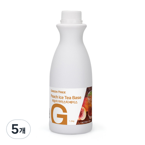 그린트리 복숭아 아이스티 베이스-1.2kg, 1.2kg, 5개