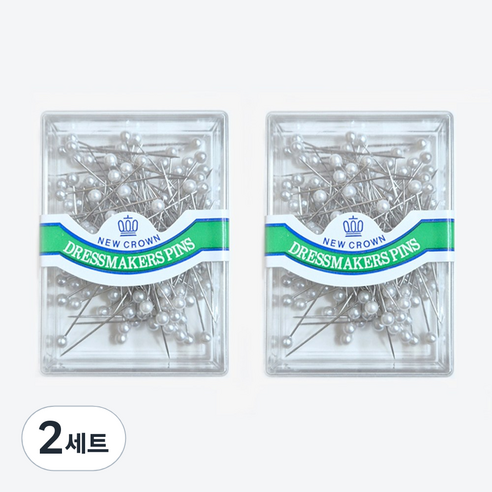 NEW CROWN 국산 진주핀 진주시침핀 원단고정 시침용, 2세트, 진주핀2개