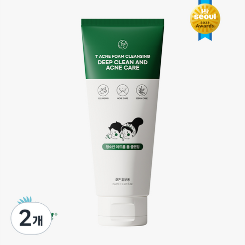 와프랩 티 청소년 여드름 폼 클렌징, 150ml, 2개