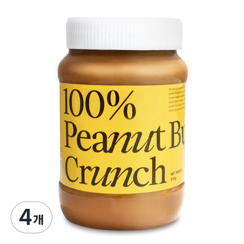 윌리스 100% 땅콩버터 크런치, 4개, 510g