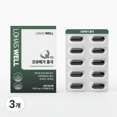 로하스웰 코큐텐 알티지오메가3 홍국, 3개, 30정