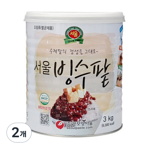 자연일로 굿모닝서울 빙수팥 팥빙수팥 통조림 팥빙수재료, 2개, 3kg