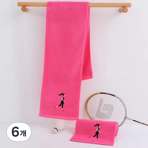 상덕 운동수건 배드민턴 타월 요가 타월 런닝 타월 자전거 타월 농구 타월 220CM, 6개, 분홍색