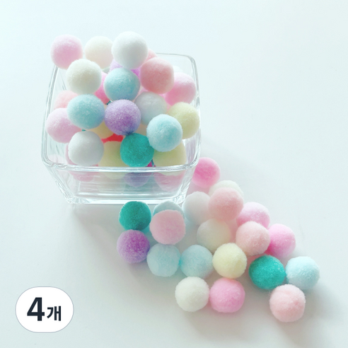 컬러 믹스 폼폼이 뿅뿅이 칼라솜 솜방울 10mm-30mm, 25미리*2봉, 4개, 파스텔