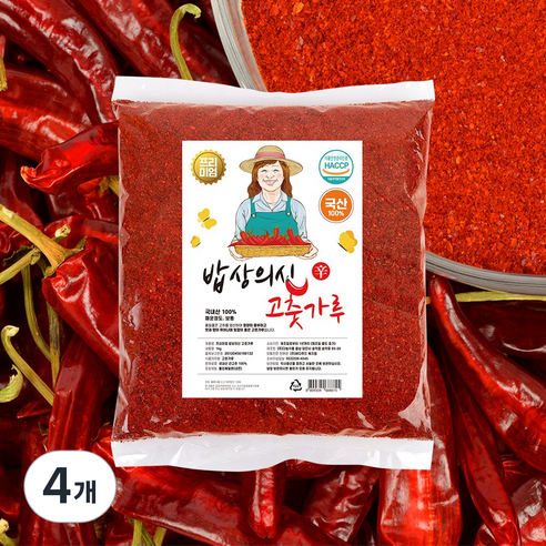 올바른습관 밥상의신 프리미엄 국산 햇고춧가루 태양초와저온건조황금비율 양념용보통맛, 4개, 1kg
