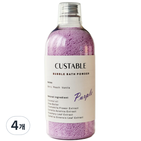 올데이커스터블 거품 입욕제 메가용량 파우더형 배쓰밤 퍼플, 1000ml, 4개