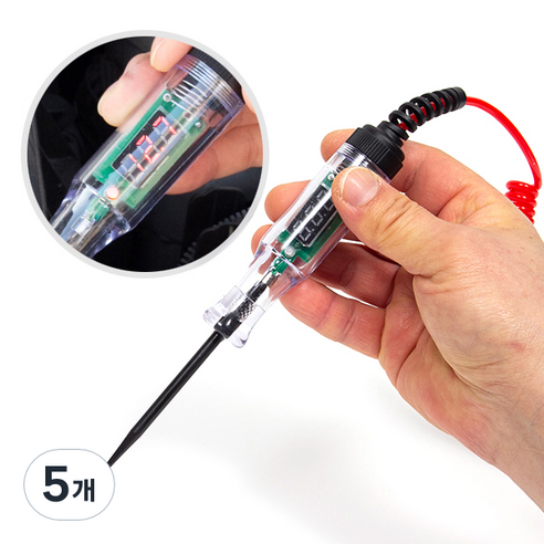 ZIO-BIZ 차량용 검전기 배선테스터기 고급형 / LED 디지털 배선테스터기 차량용 자동차 배선 쇼트 단선 체크 전압측정기 전압테스터기 전류테스터기 검전기, 5개