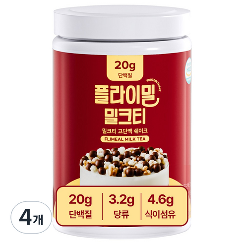 플라이밀 단백질 쉐이크 밀크티 대용량, 4개, 630g