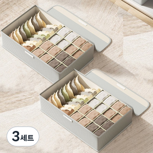 레디박스 프리미엄 커버형 칸막이 속옷 정리함 2개세트, 대형, 그레이, 3세트