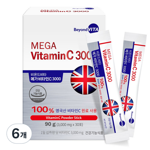 비욘드비타 메가 비타민C 3000 30포 영국산, 90g, 6개
