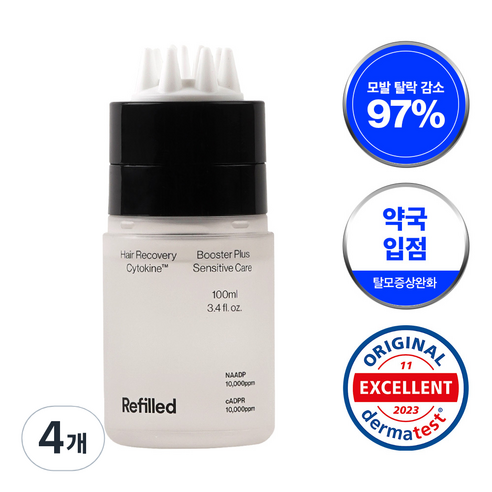 리필드 탈모완화 사이토카인 건성 두피 헤어토닉 부스터 비듬 개선 수분 충전, 100ml, 4개