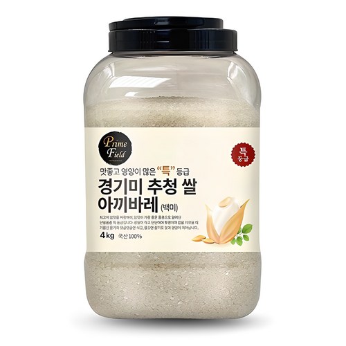 Prime Field 2024년산 햅쌀 경기 추청 아끼바레 백미, 특등급, 4kg, 1개