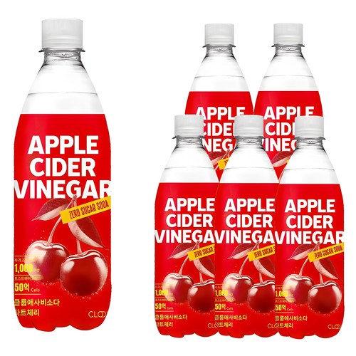 클룹 애사비소다 타트체리 탄산음료, 6개, 500ml