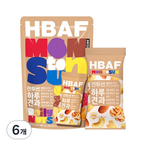 바프 먼투썬 하루견과 베이지, 200g, 6개