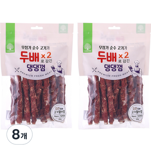 더내추럴 강아지 두배 고기많은 댕댕껌 스틱 14p, 오리, 210g, 8개