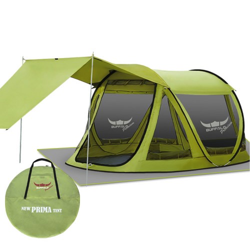 버팔로 프리미엄 뉴 프리마 팝업 텐트 + 그라운드 시트  혼합 색상 5~6인용 – 캠핑을 즐기는 당신에게 완벽한 쉘터!