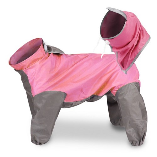 딩동펫 반려동물 올인원 우비, 핑크 강아지우비