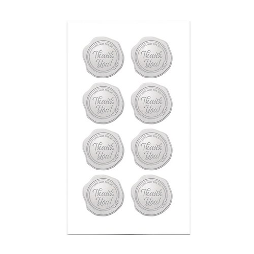 무광 씰링왁스 땡큐 스티커, 실버(M-17), 300개