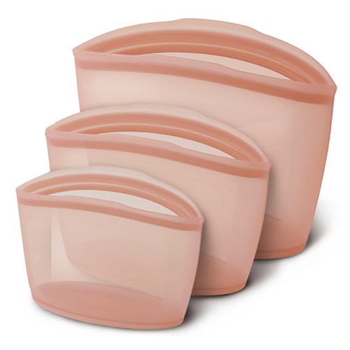 퍼기 3중 밀폐 실리콘 지퍼백 3종 세트 드라이로즈, 1세트, 500ml + 850ml + 1500ml