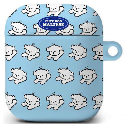 로랜텍 에어팟 2 / 1세대 블루투스 무선 이어폰 케이스, 에어팟2/1세대 공용, 말티즈 호다닥