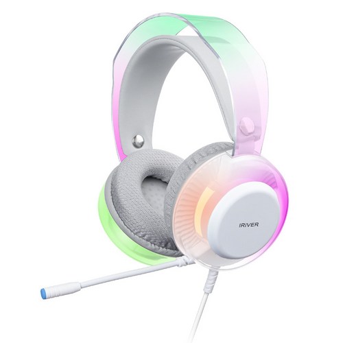 아이리버 가상 7.1채널 LED 노이즈캔슬링 마이크 USB 게이밍 헤드셋 + C타입 세트, 화이트, Aurora GH6