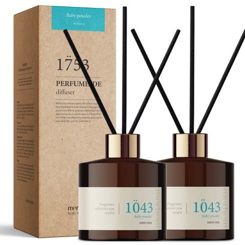 메르헨트 퍼퓸 드 디퓨저 200ml x 2p + 섬유리드 10p 세트, 베이비파우더, 1세트