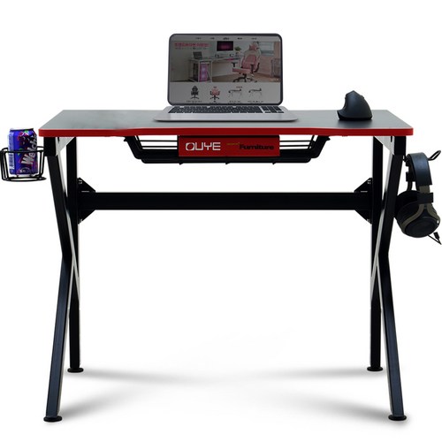 [에이픽스] 1인용 게이밍 컴퓨터 책상 GD001 800x600mm 블랙