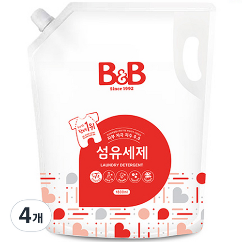 비앤비 섬유세제 리필, 1.8L, 4개