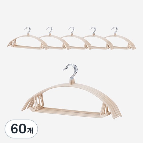 진심감성 어깨뿔방지 논****** 크롬 옷걸이, 베이지, 60개