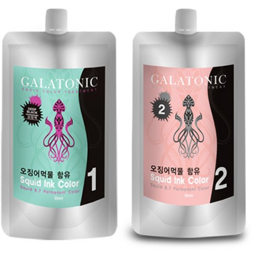 갈라토닉 새치용 오징어먹물 1제 500ml + 2제 500ml, 2N검정색, 1세트 - 염색약 추천