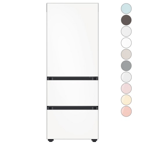 [색상선택형] 삼성전자 비스포크 313L 키친핏 3도어 냉장고 김치플러스 방문설치, 새틴화이트, RQ33C74C3AP