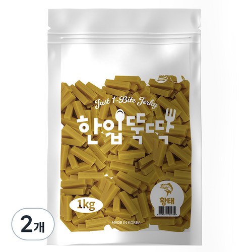 한입뚝딱 강아지 대용량 져키 간식, 황태맛, 1kg, 2개