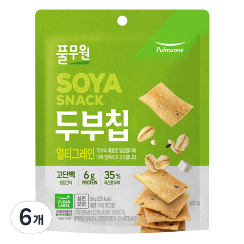 풀무원 두부칩 멀티그레인, 50g, 6개