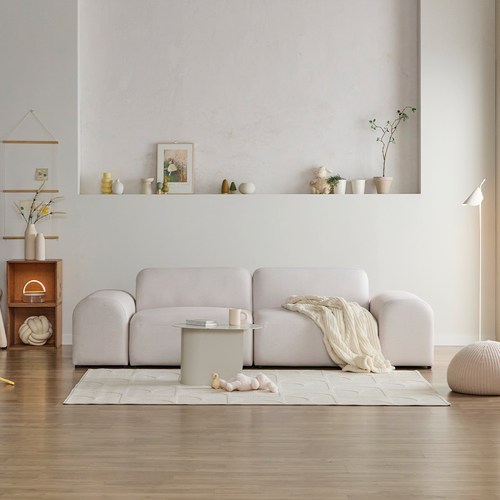 눕 플레인 아쿠아텍스 패브릭 모듈 소파 3인용 방문설치, 크림아이보리