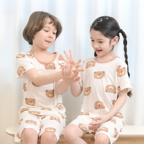 보누맘 아동용 냉감 5부 인견싱글 실내복 상하 세트