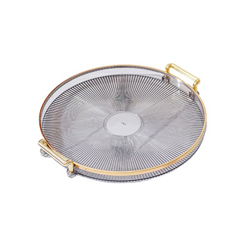 블럭마트 주방용품 손잡이 아크릴 원형 트레이, 그레이