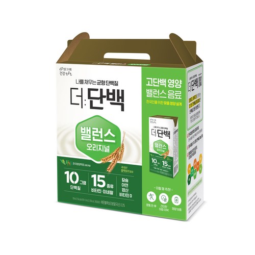 빙그레 더단백 밸런스 오리지널, 190ml, 16개 - 편의점 단백질 추천